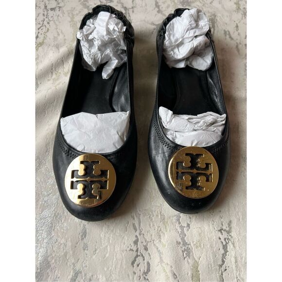 Tory Burch Classic Reva Ballet Flat Black Gold - Picture 3 of 15